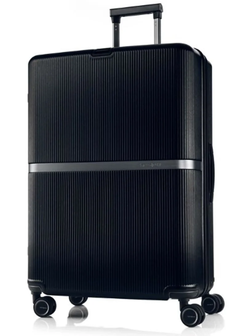 سامسونايت Minter Suitcase Check-In Size 81 cm / 30 inch, 4 Spinner Wheels, Polycarbonate, Black|Aero-Trac Suspension Wheels|TSA Lock|Expandable|Removable Divider|Carry Hook - 10 Years International Warranty